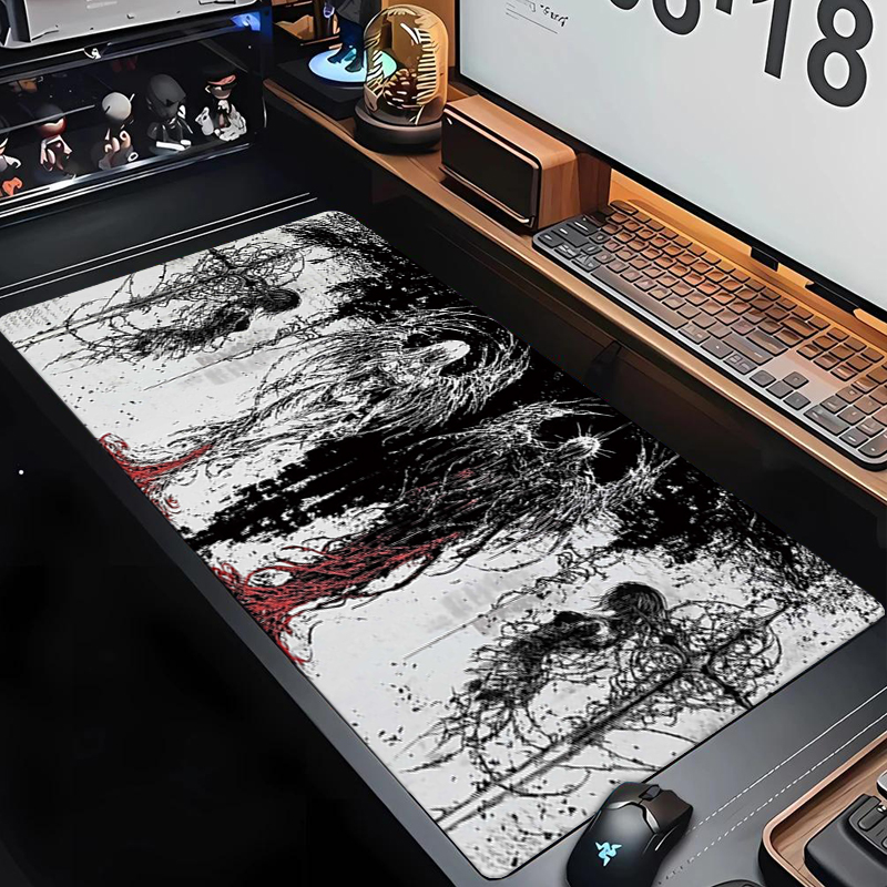 Gaming Accessories Keyboards - ダークエンジェルアートデザイン大型サイズ滑り止めゴム製マウスパッドXXLゴシックシンボルブラックコンピューターゲームアクセサリーキーボードマット