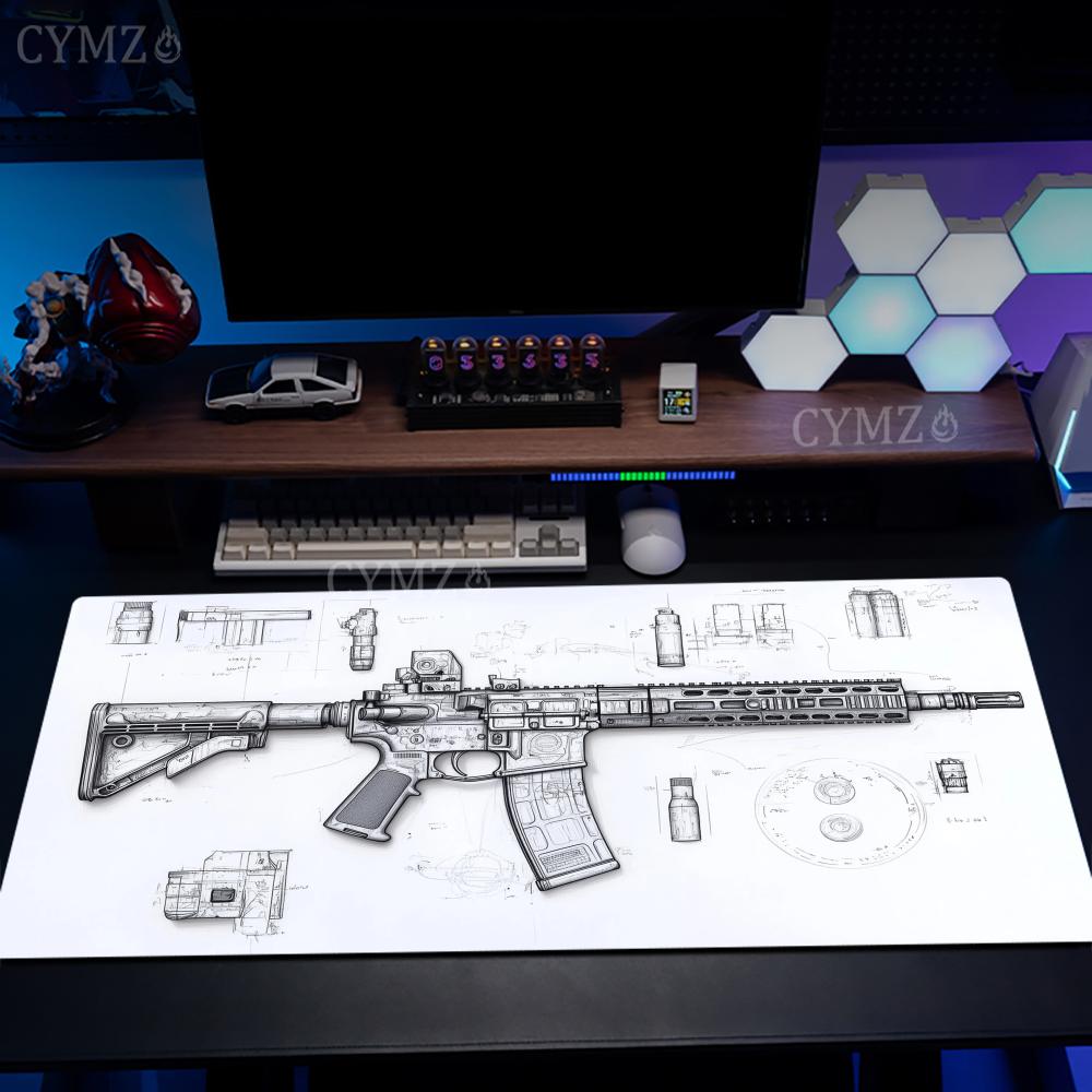 AR ライフルと部品図面大型マウスパッドデスクマットステッチ - Gaming Accessories Drawing のレビューと価格