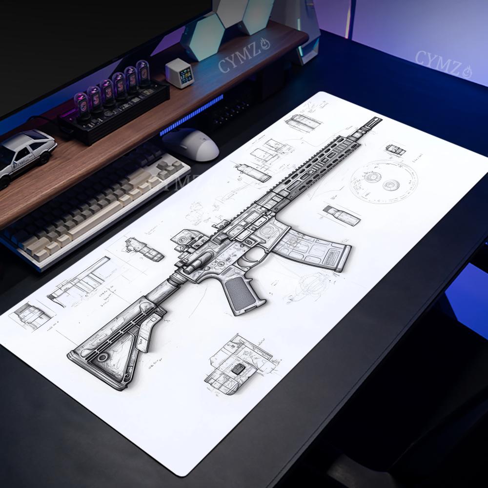 AR ライフルと部品図面大型マウスパッドデスクマットステッチ - Gaming Accessories Drawing のレビューと価格