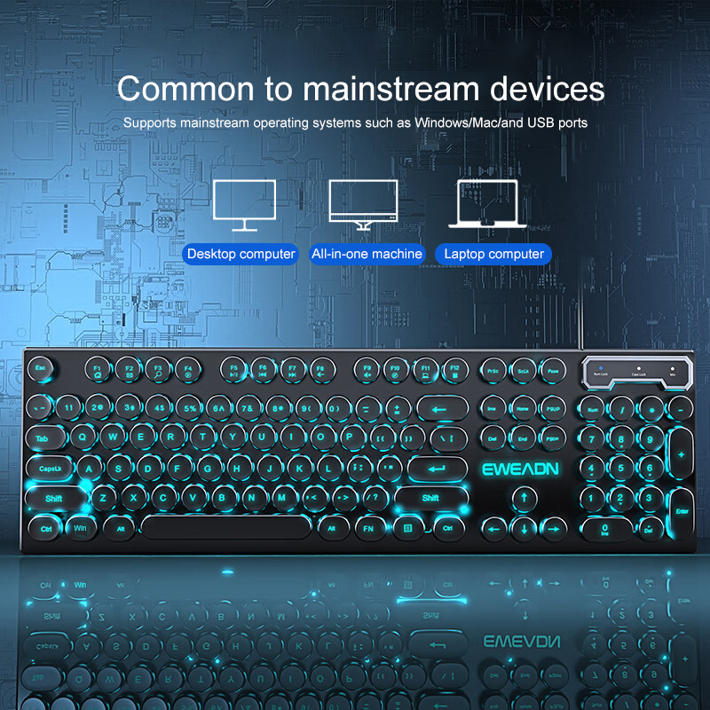 EWEADN タイプライターゲーミングキーボード、104キー - Gaming Accessories Keyboards のレビューと価格