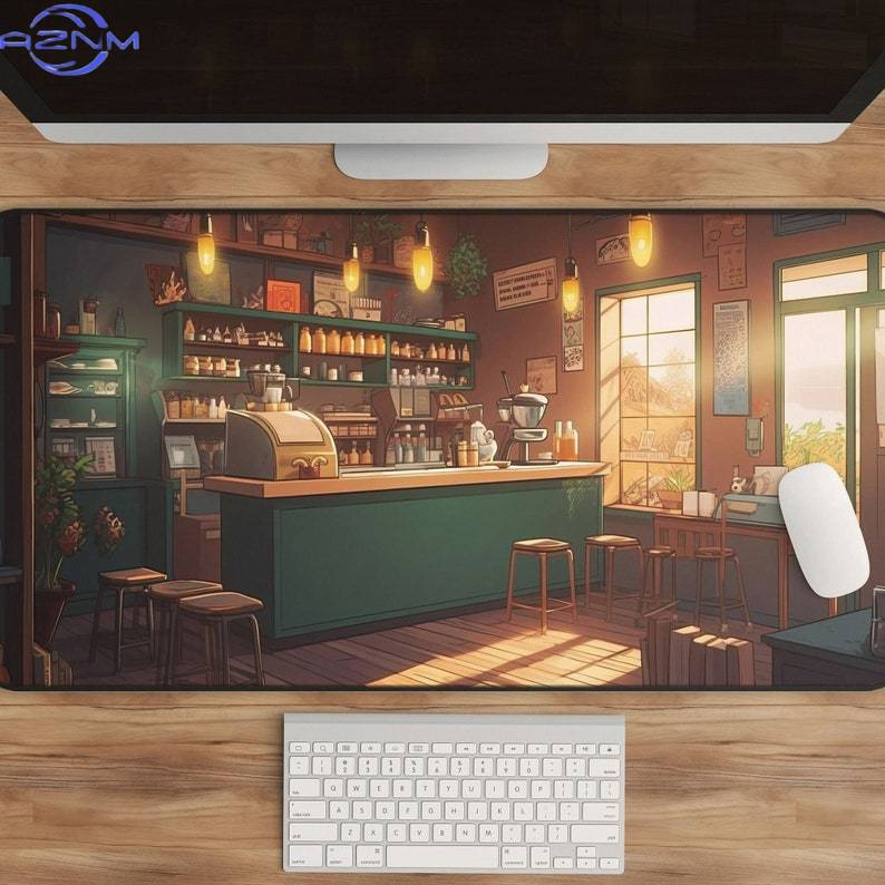 かわいいアニメデスクマット コーヒーショップアート XL ゲ - Gaming Accessories Shop のレビューと価格