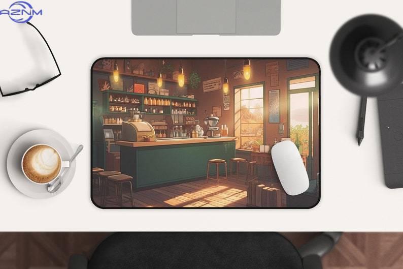 かわいいアニメデスクマット コーヒーショップアート XL ゲ - Gaming Accessories Shop のレビューと価格