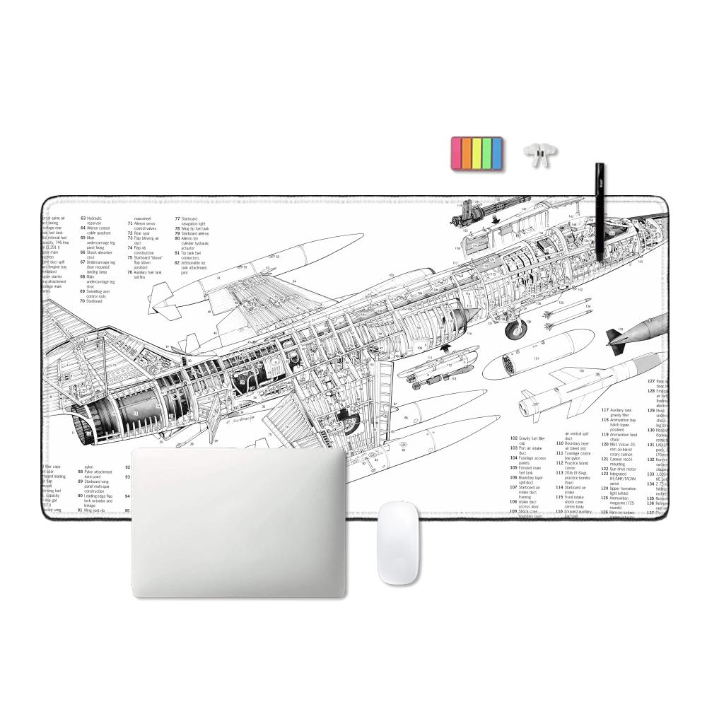 HYBXAXC 飛行機の図面白黒ゲーミングマウスパッド HD - Gaming Accessories Drawing のレビューと価格